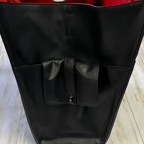 Steve Madden Black Tote with Red Accents - Picture 2 of 10